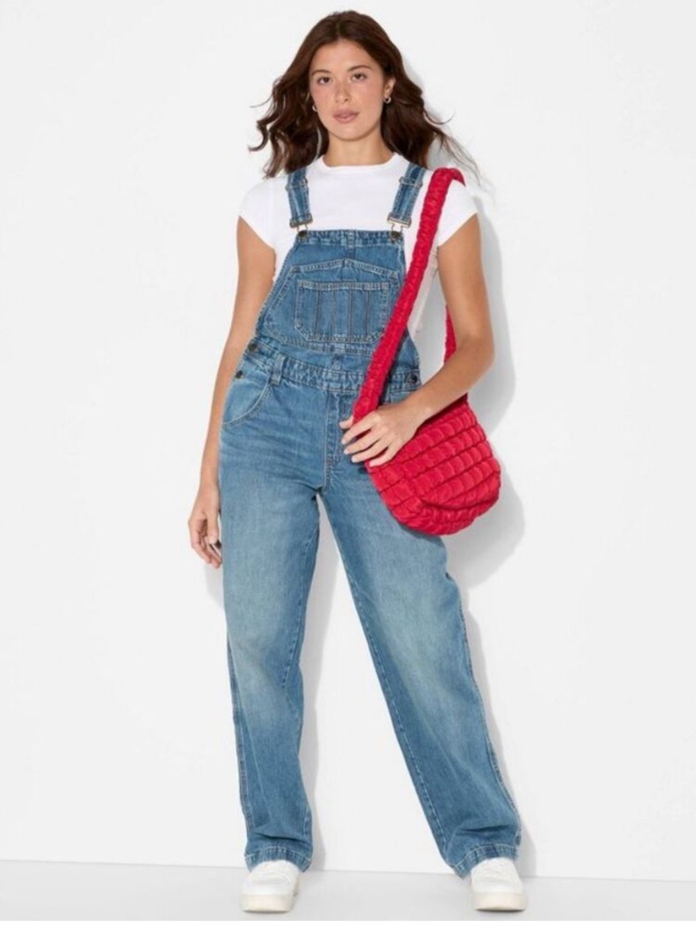 NWT Wild Fable denim overalls mid rise baggy blue jean small medium wash vintage